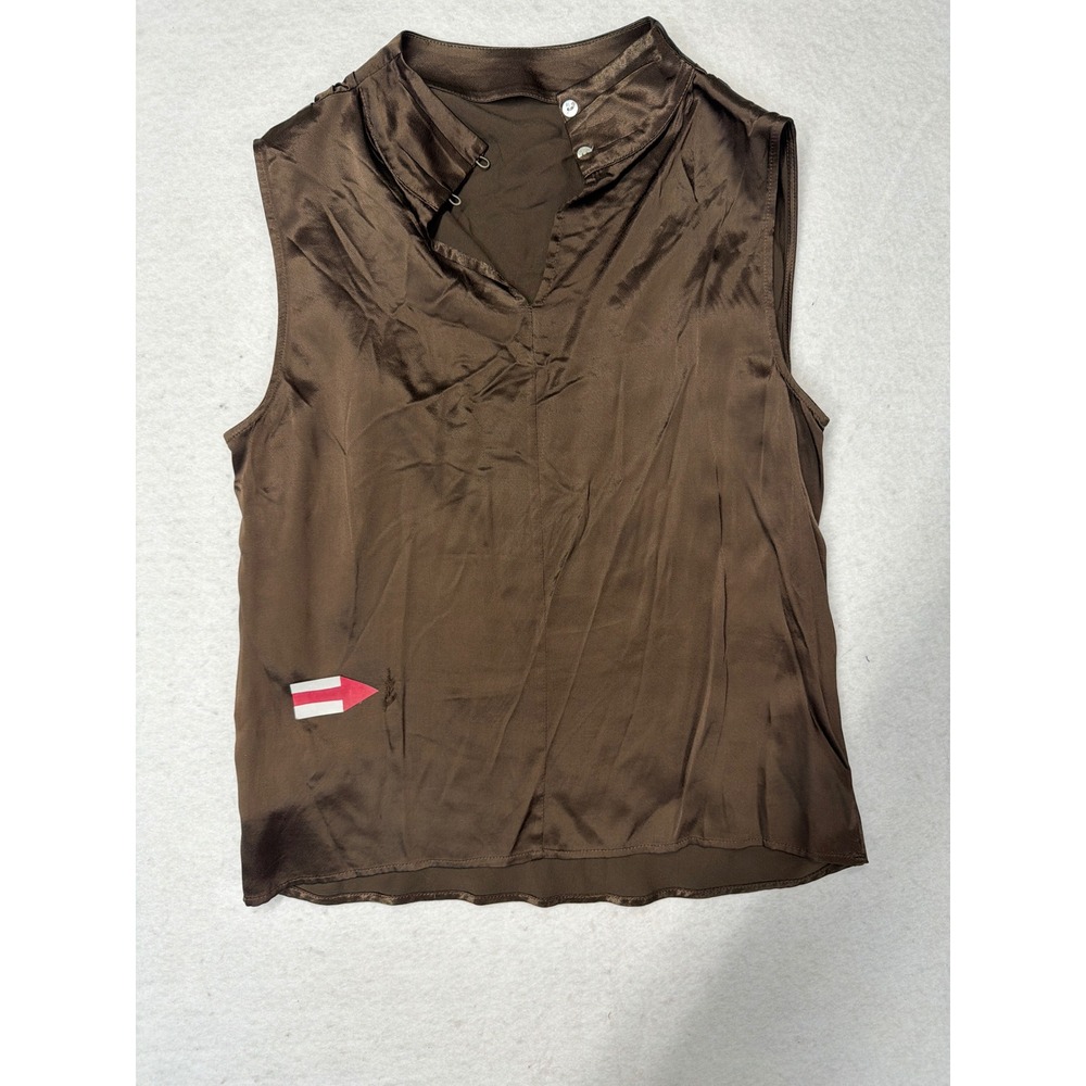 Rails Espresso Brown Satin Mock Neck Sleeveless Top Size XS High Neck Blouse - Picture 4 of 6